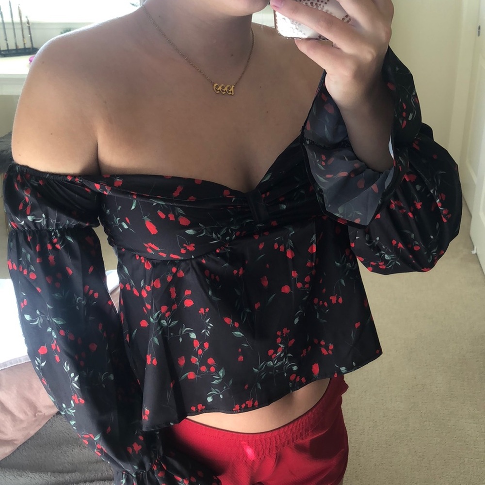 nasty gal off the shoulder/long sleeve top
